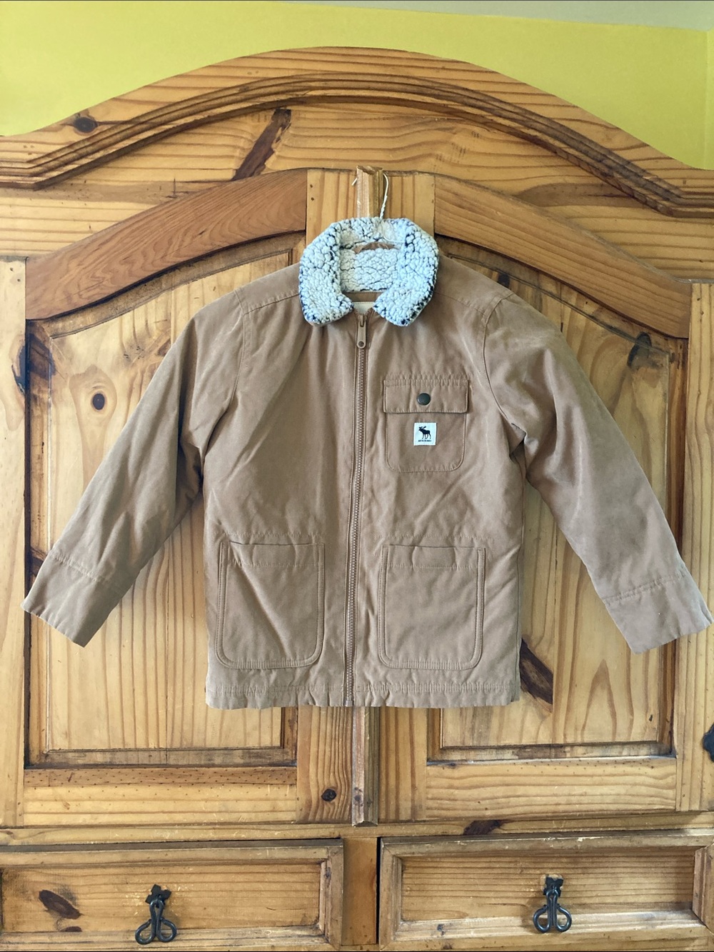 Boys Abercrombie Kids brown faux Sherpa lined coat size 7/8